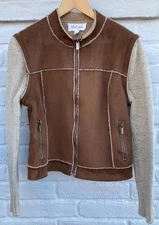 P/S Tribal Jeans Convertible Faux Suede & Sherpa Jacket Vest - Knit Sleeves 
