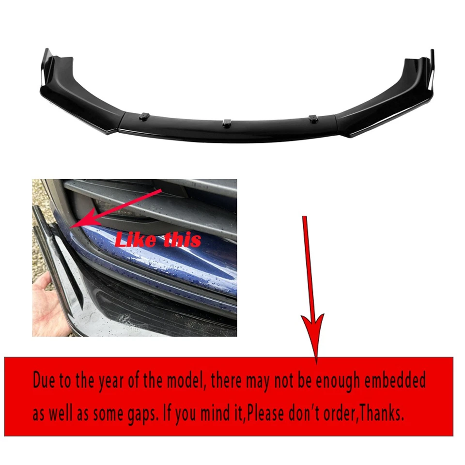 For Peugeot 508 208 308 Front Bumper Lip Splitter Spoiler Body Kit Glossy Black Foto 4 de 4