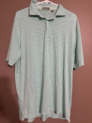 Tasc Performance Men's White & Green Striped Short Sleeve Polo Shirt / Size L