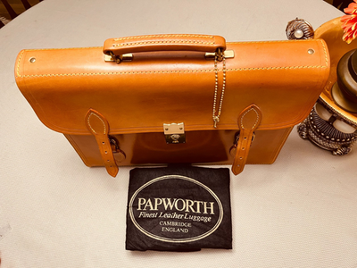 PAPWORTH London Tan Bridle Leather Briefcase / Portfolio / Satchel