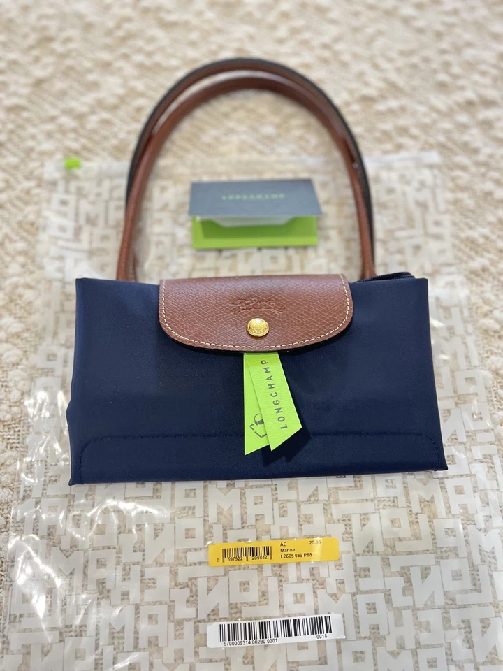 Auténtico Bolso de Mano Nuevo LONGCHAMP Le Pliage Original M AZUL MARINO Foto 4 de 4