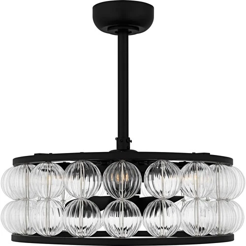 Matte Black  Fan Light from the Terrarock Collection - Picture 3 of 6