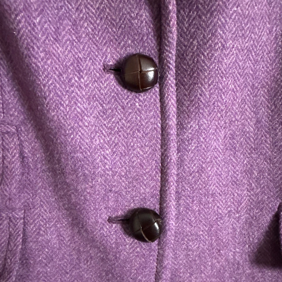 Chaqueta Blazer J.Crew Para Mujer Talla 10 Púrpura 100% Lana Espiga Hacking Foto 4 de 4