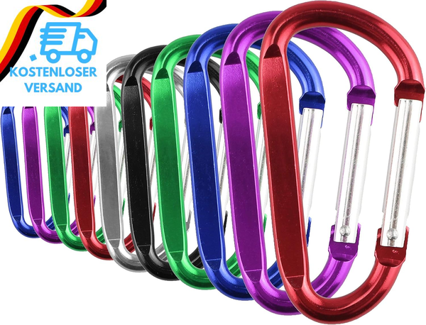 Temlum 10 StüCk Aluminium Karabiner Clip, D-Form Karabinerhaken Karabiner Mit Sc-image