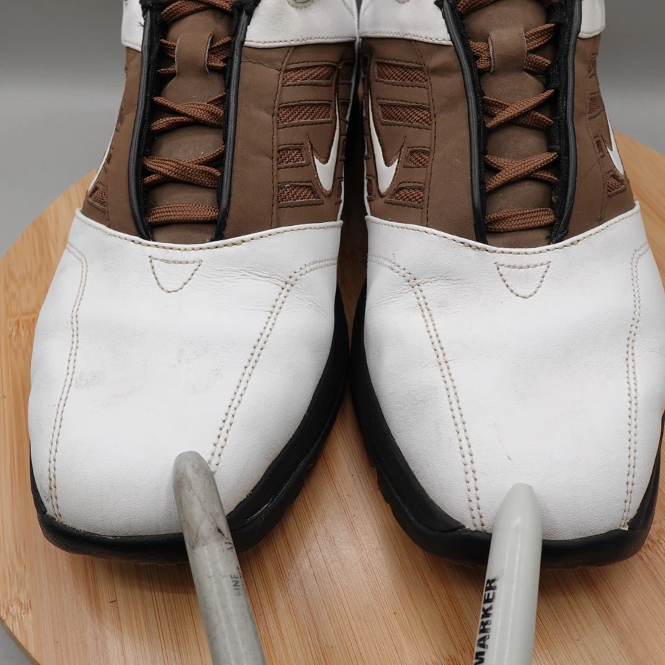 Zapatos de golf Nike para hombre 10 SP4 blancos y marrones rendimiento al aire libre 312358-112 defectos Foto 3 de 4