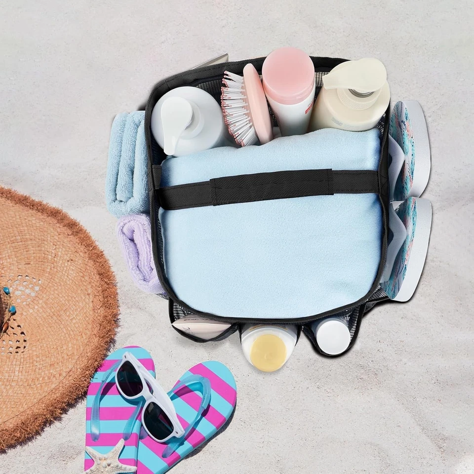 Carrito de ducha de malla portátil para dormitorio universitario esencial con 8 bolsillos, H... Foto 3 de 4