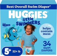 Huggies Little Swimmers Disposable Swim Diapers, Size 5-6 32 lbs , 34 Ct 2