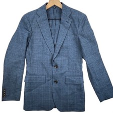 J.Crew Thompson Men 34R Blue Plaid 100 Linen Blazer Sport Coat BX234 NWT