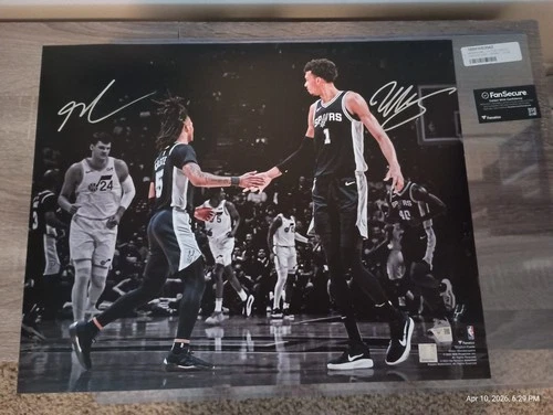 New ListingVictor Wembanyama & Stephon Castle Fanatics Dual Signed 16x20 Spotlight Photo