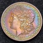 Genuine 1879 Morgan Silver $1 - XF/AU Detail - Cleaned and Artificial Toning AT