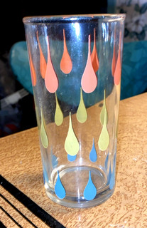 Vintage MCM Atomic Tear Drop Barware Drinking Glass Juice Glass