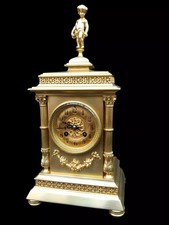 Antique Clock French Bronze Japy Freres Ormolu Gong Striking Mantel Clock