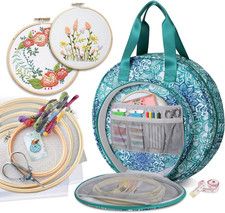 Embroidery Project Bag, Embroidery Supplies Storage Carrying Tote Case with Mult