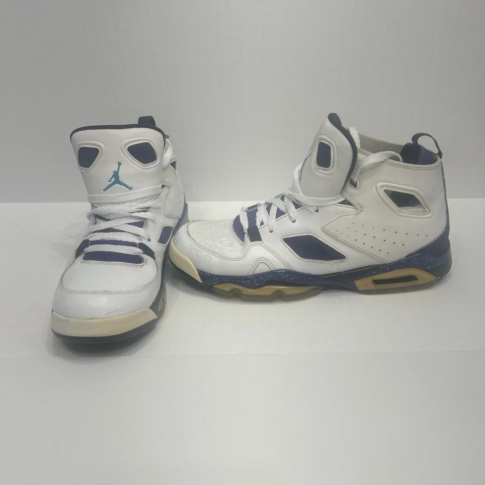 Nike Air Jordan Flight Club '91 Juvenil Blanco Púrpura Zapatos 555472-108 Talla 6.5Y Foto 2 de 4