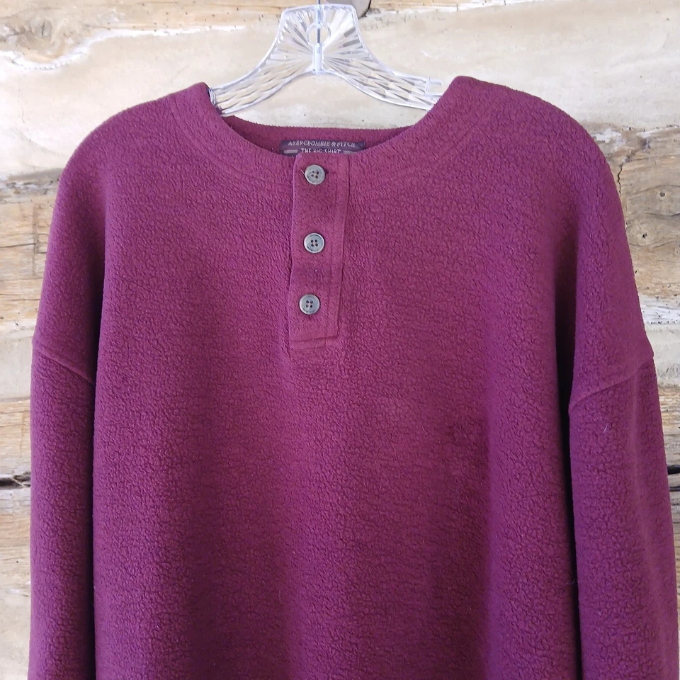 Abercrombie & Fitch Men's Vintage The Big Shirt Henley Cotton Blend Fleece XL - Image 2 of 4