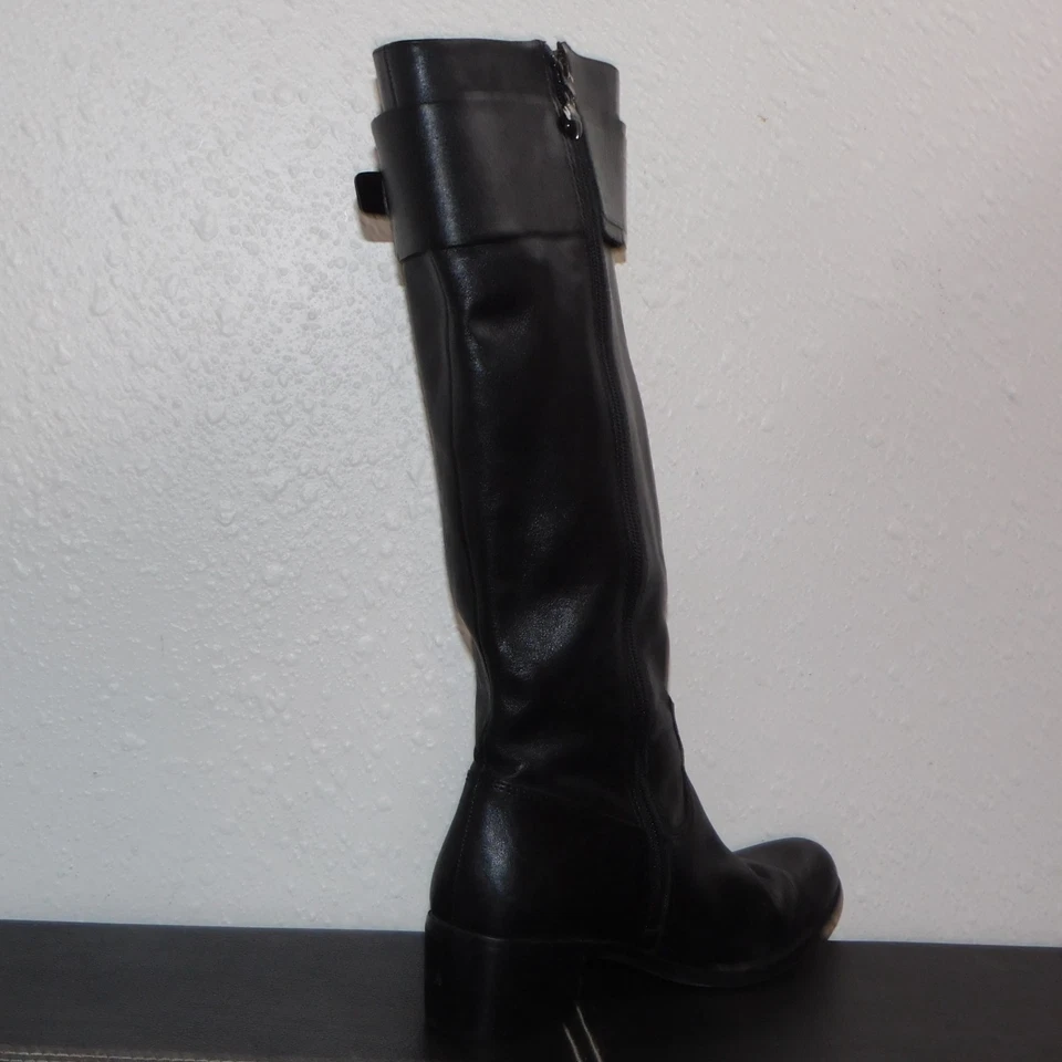 Tahari Kerry Calzado Mujer Cuero Suave Botas Hasta la Rodilla Hebilla Lateral Cremallera Talla 7M Foto 4 de 4