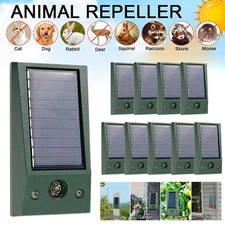 Solar Ultrasonic Animal Repellent Dog Cat Skunk Deer Raccoon For Garden Yard US