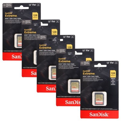 5x Sandisk 128GB Extreme SDXC UHS-I Memory Card