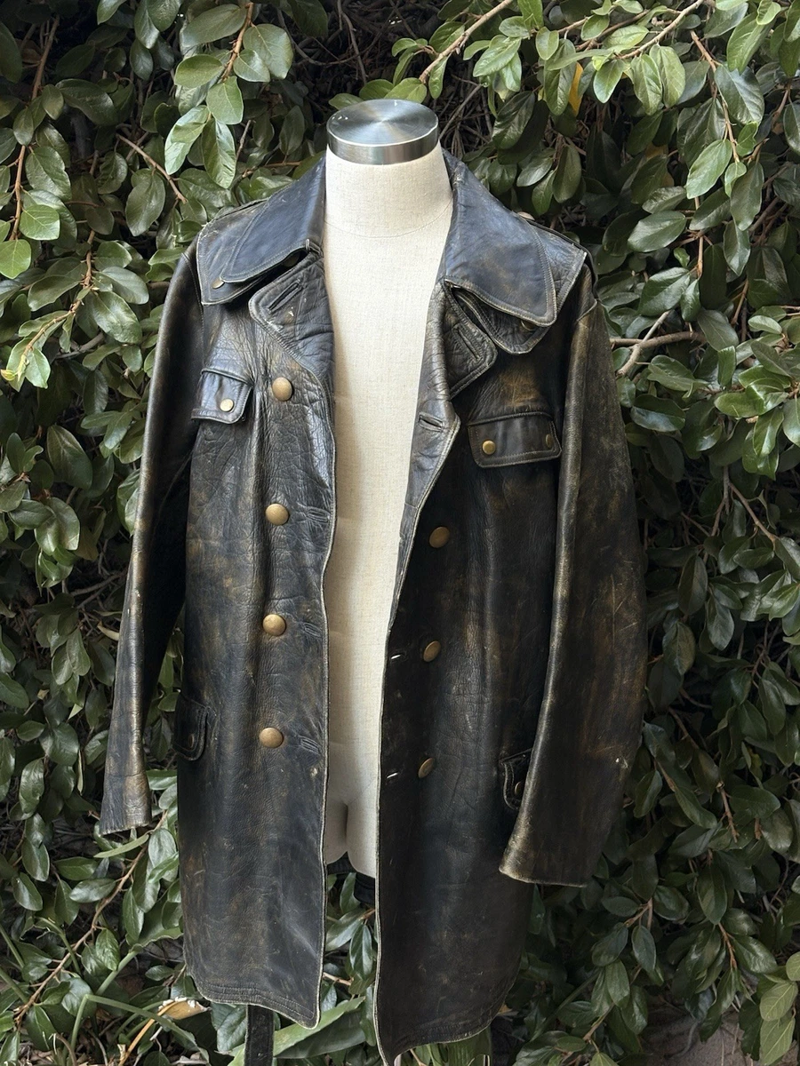 Vintage Leather Trench Coat In Men's Coats & Jackets for sale | eBay