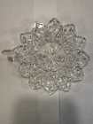 1950s Vintage Federal Glass Petal Candle Holder Clear Pressed Glass