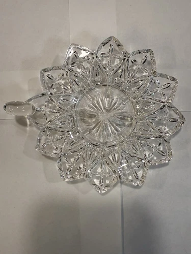 1950s Vintage Federal Glass Petal Candle Holder Clear Pressed Glass