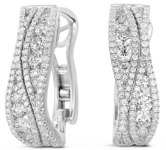 FILA LARGE 1.88CT DIAMOND 14K WHITE G MULTI ROW UMBERELLA CLIP ON HANGING EARRINGS