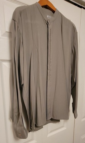 Vintage 80's Men's Dress Shirt Large Studio-X Long Sleeve Green Embroidered - Picture 4 of 12