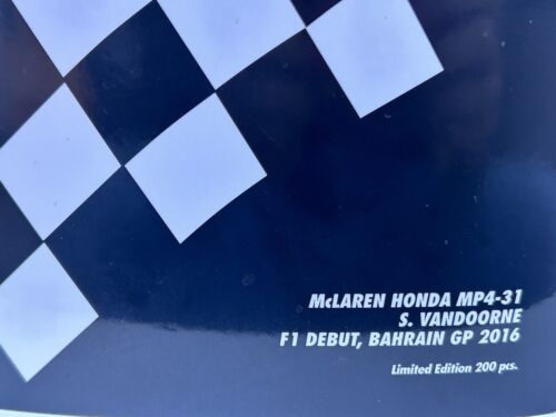 1/18 McLaren Honda MP4-31 Vandoorne #47 F1 Debut Bahrain GP 2016 Minichamps F1 - Foto 12 di 12