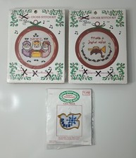 Vintage Cross Stitch Christmas Ornament Kits 3 New Peace Noel Joyful Noise
