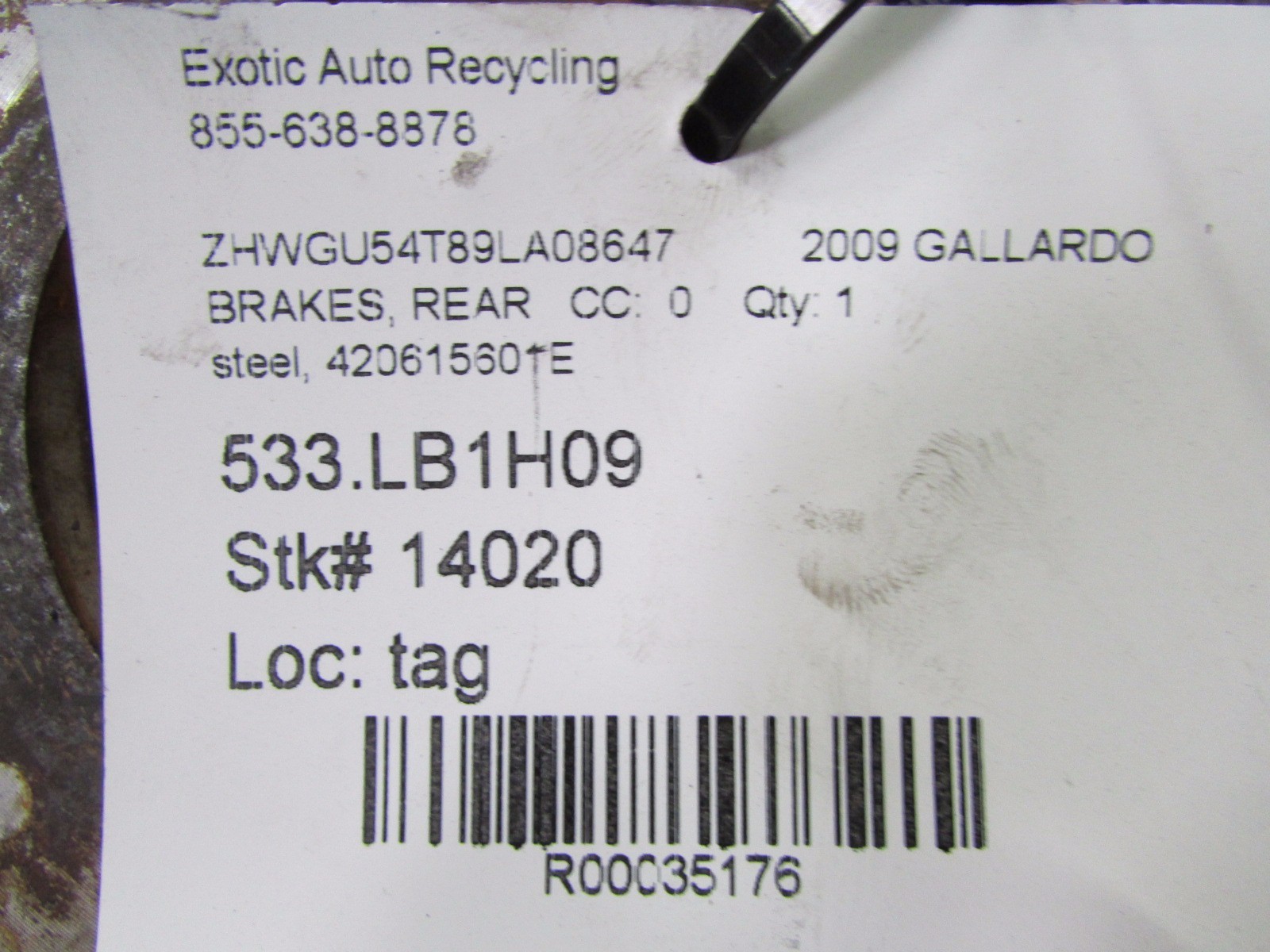 Lamborghini Gallardo LP560, 570, Rear Brake Rotor, Steel Disc, P/N 420615601E