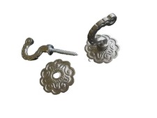 4 curtain tassel tie back hooks - Matt silver rosette wall door coat hook DIY