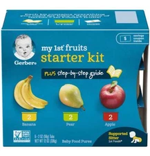 Gerber My 1st Fruits Starter Kit Baby Food Banana Pear Apple – 6 Ct – Pack of 4