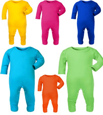 BABY BOYS GIRLS PLAIN SLEEPSUITS BABYGROWS BODYSUITS ROMPERS PLAYSUITS 3,6,9,12M