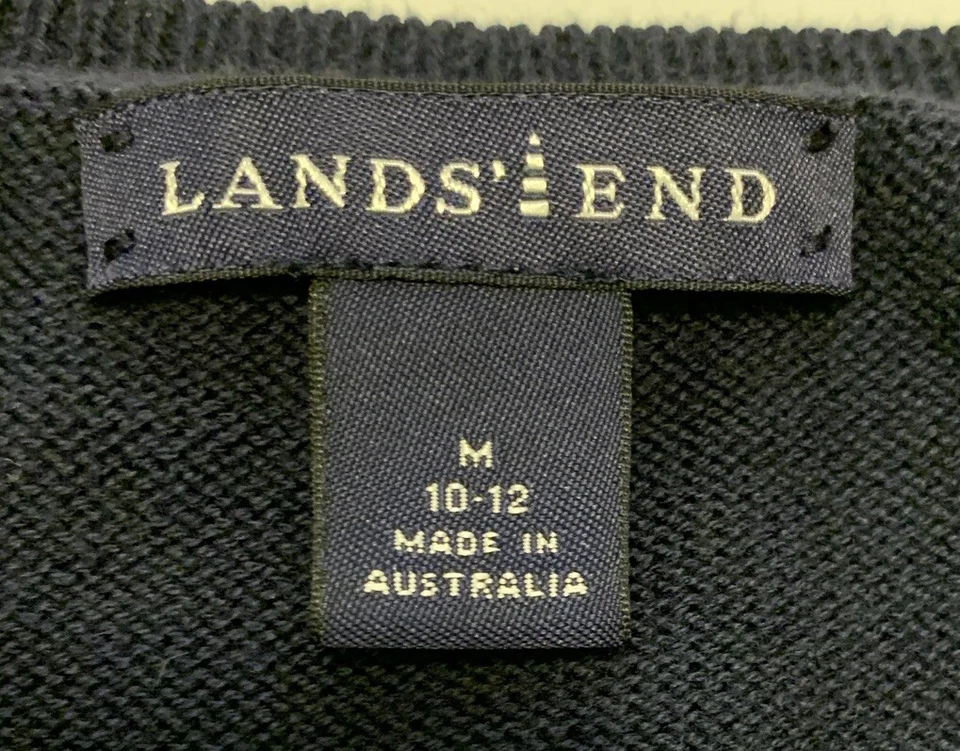 Lands' End Boys Medium 10/12 Sweater Vest Navy Blue V Neck Preppy Knit Pullover  - Image 3 of 4