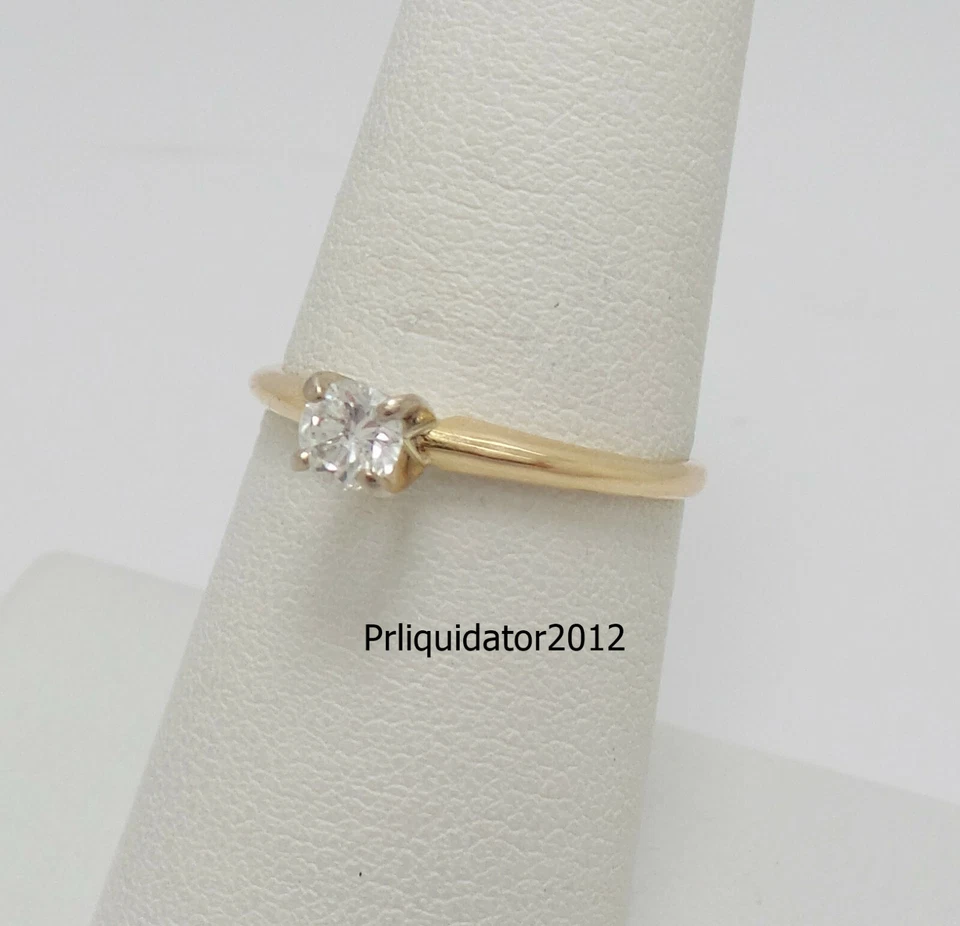 1/4CT Natural Diamond Round Solitaire Engagement Wedding Ring 14K Yellow Gold - Image 3 of 4