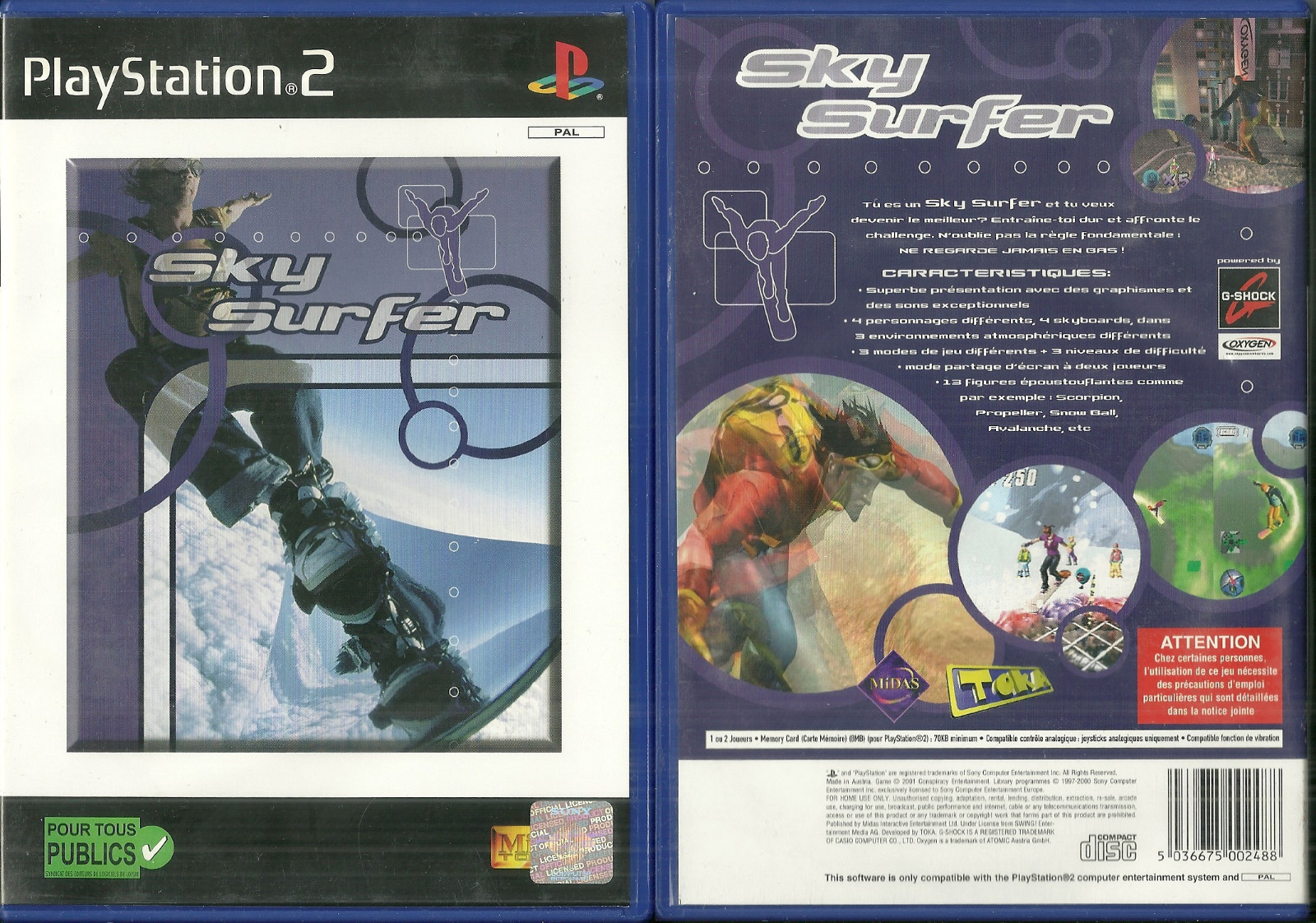 JEU PLAYSTATION 2 PS2 - SKY SURFER SURF SKI VAGUE CIEL BOARD / EN FRANCAIS