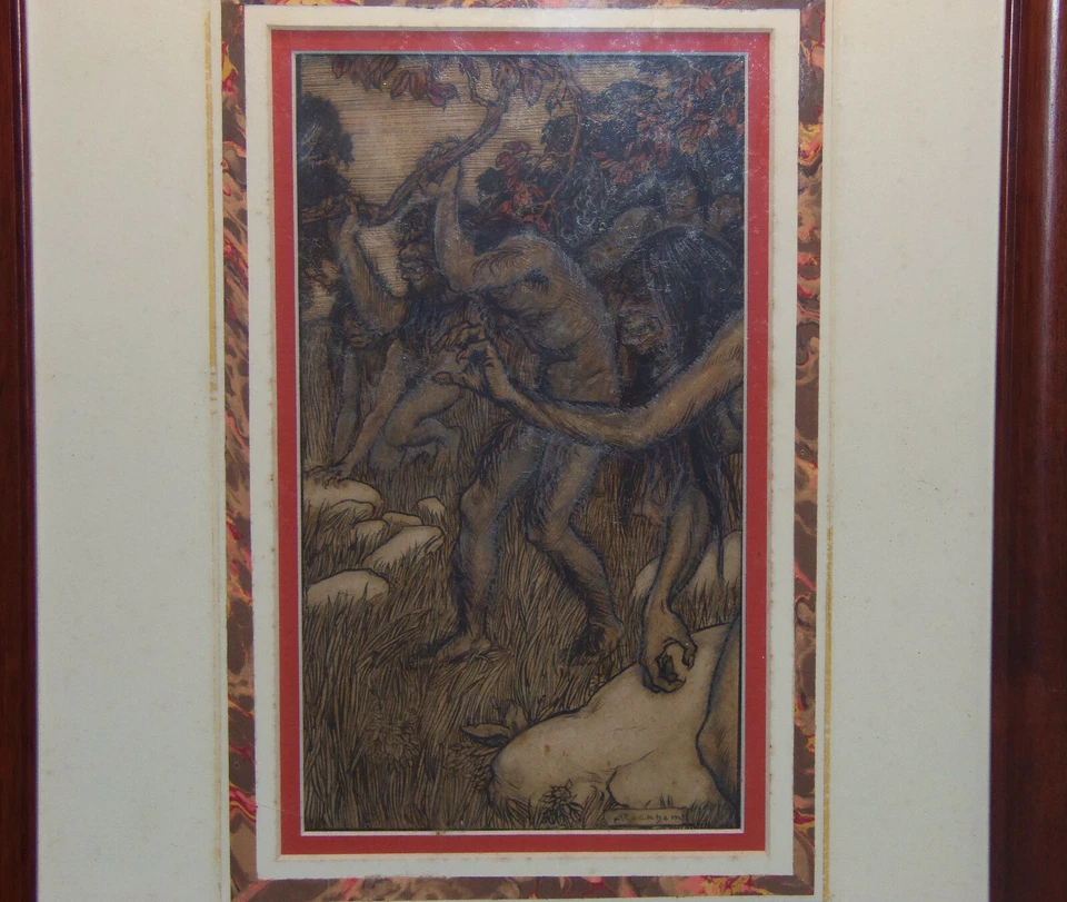 Arte original Arthur Rackham. Los salvajes. Acuarela. Foto 3 de 4