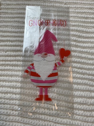 NEW Lot of 10 Clear/Pink/Red There's Gnome Body Like You Plastic Gift Bags - Picture 2 of 3