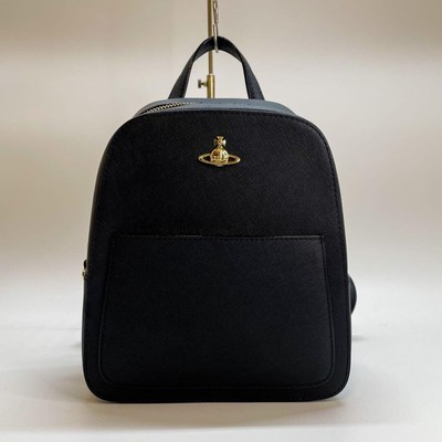 Vivienne Westwood Saffiano Leather Backpack Black Gold Orb Made in  
