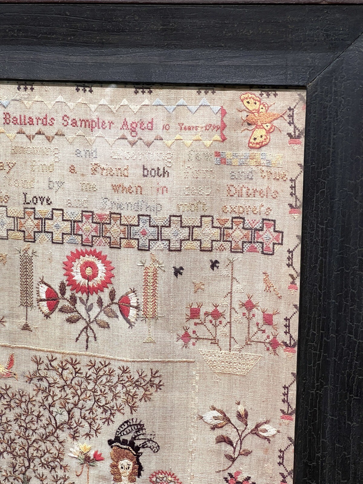 Vintage Needle Point Print Jane Ballard Sampler 1799 Framed eBay