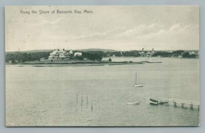 Stately Shore Houses BUZZARDS BAY Massachusetts Antique Cape Cod Postcard 1907