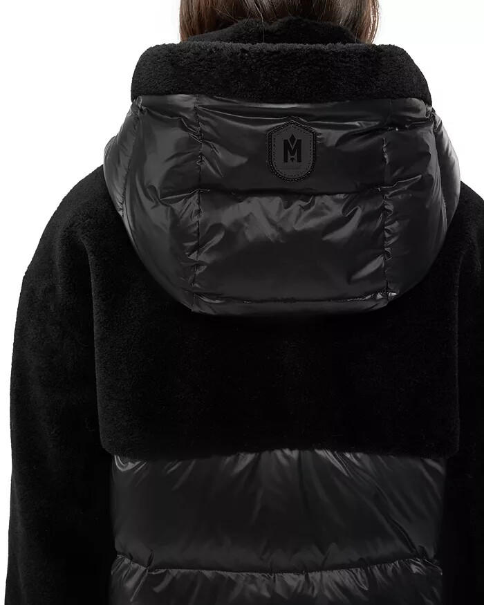 NEW Mackage Junia Coat,M,Duck Down,Hood,Jacket,LOGO,Teddy Wool Trim,Black,NWT image 4