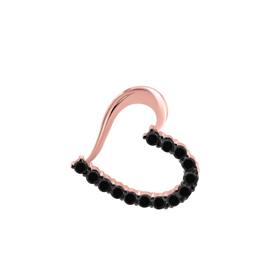 Collar colgante de diamantes negros reales en forma de corazón de 0,50 quilates para mujer chapado en oro Foto 2 de 4