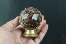 Vintage viktorianischer diamantgeschliffener Klarglas-Türknauf mit massiven M...