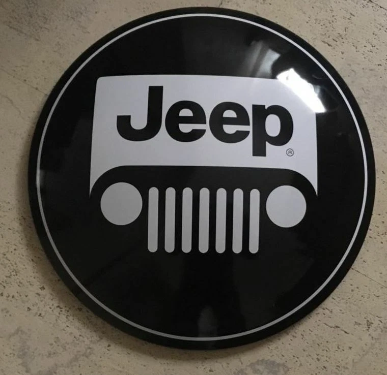 the Legend:  US Blechschild JEEP Grill Logo - rund + gewölbt - 38 cm Durchmesser - Bild 2 von 4