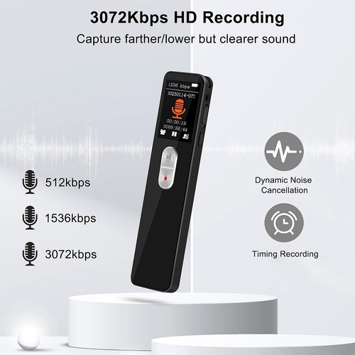 64GB Digital Voice Recorder Bluetooth 5.2 mini Voice Activated Recorder Black - Picture 8 of 17