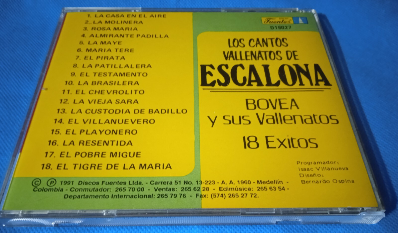 Los Cantos Vallenatos de Escalona Bovea Y Sus Vallenatos 18 Exitos (CD-1991)