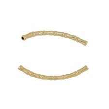 2 Gold Plated Sterling Silver Bamboo Curved Tube Spacer Beads 35mm 99161