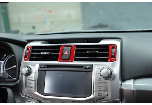 3×Red Carbon Fiber Center Air Vent Outlet Panel Cover For Toyot@ 4Runner 2010-23 - Picture 4 of 10