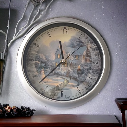Thomas Kinkade Musical Wall Clock The Night Before Christmas Winter VIDEO WORKS - Picture 10 of 14